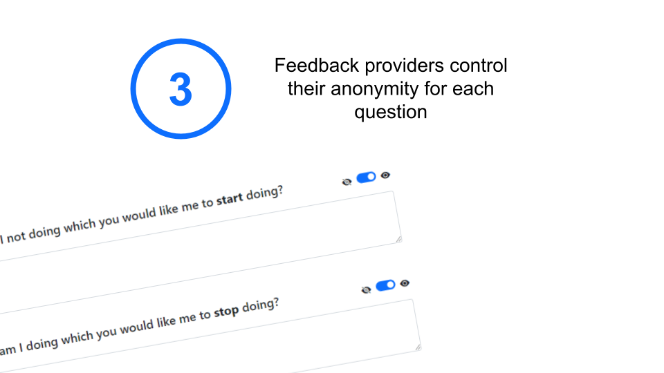 Feedback providers control their anonymity for each question